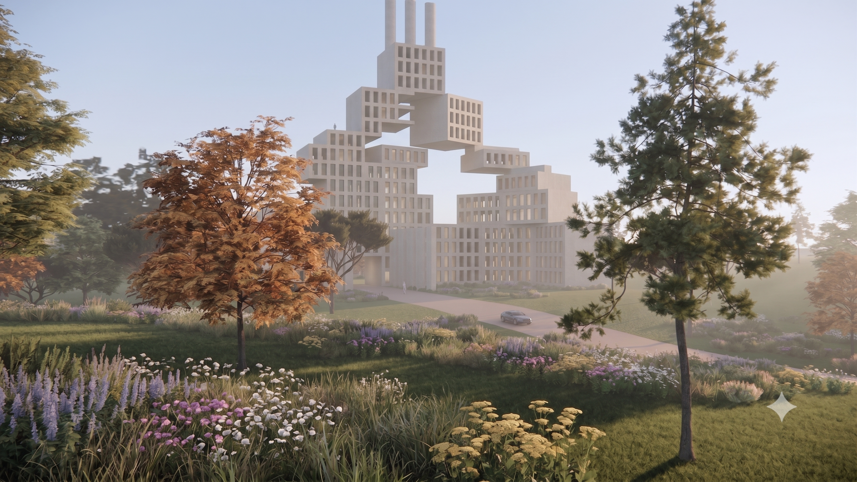 Perspective render 2, entrance drive